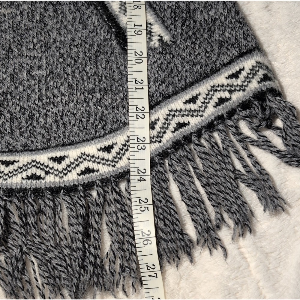 Valley Of The Awakening Crafts Wool Hooded Fringe Pullover Sweater Gray Women Xs View 6